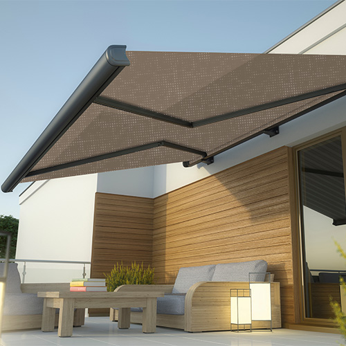 Cassete Awning with Extendable Arms Micro-perforated Soltis 96